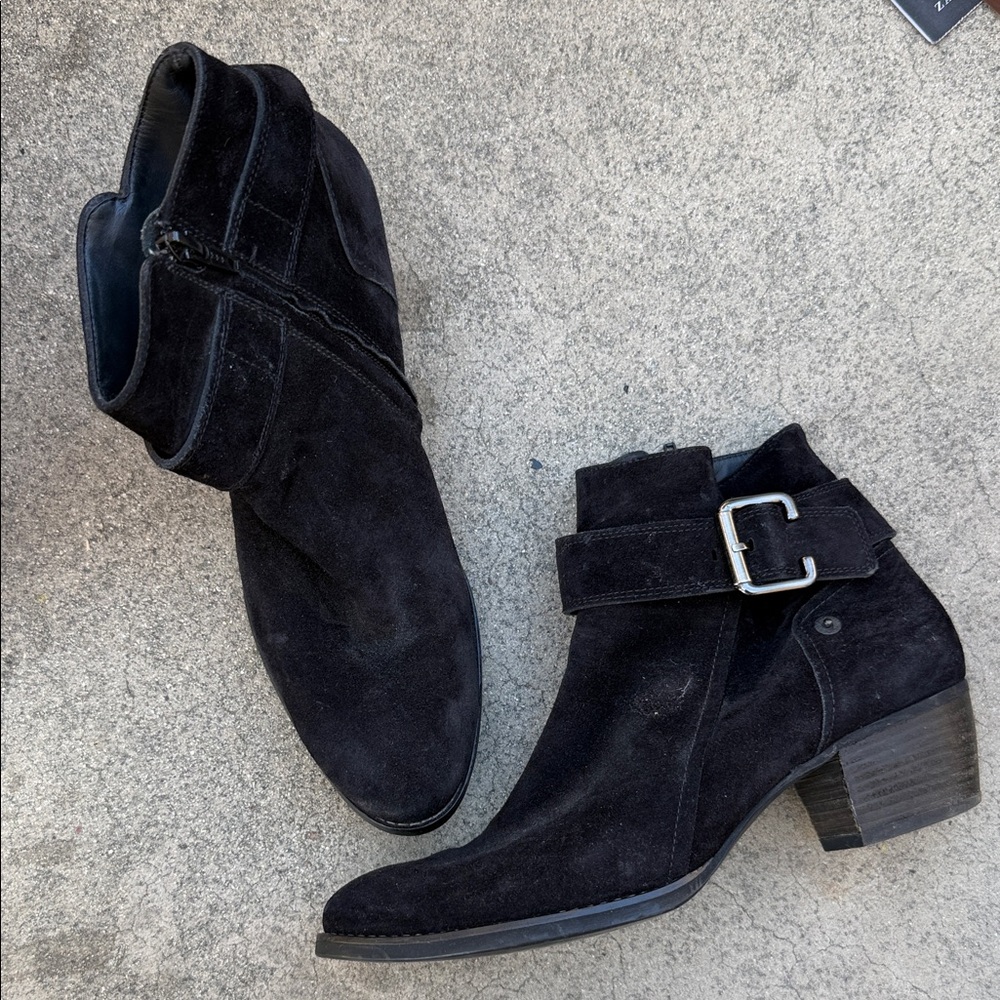 Paul Green Black Suede Ankle Booties